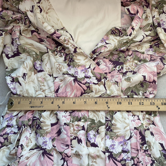 Vintage 80s SL Fashions Dress Women 8 Cream Pink Floral Pastel Cottagecore Fairy - Picture 12 of 12